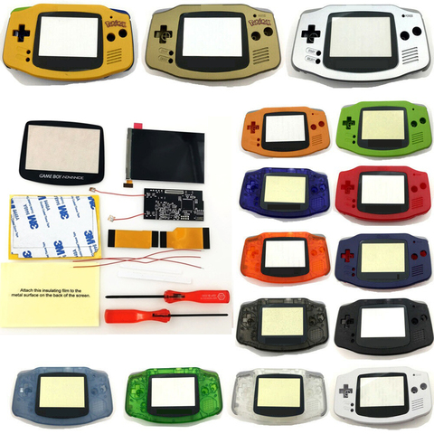 Mando táctil y botón para Game Boy Advance GBA, modelos de 8 colores, brillo V2 iPS, LCD retroiluminado, con carcasa precortada ► Foto 1/6