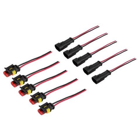 Juego de 5 Conectores eléctricos impermeables para coche, 2 pines, con cable AWG Marine ► Foto 1/6