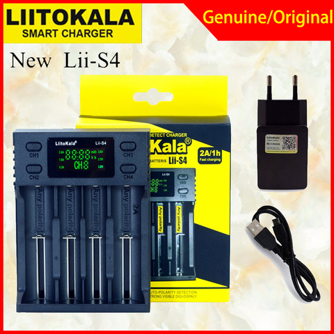 Liitokala Lii-S2 S4 PD4 402 202 Lii-S6 18650 cargador de batería 1,2 V 3,7 V 3,2 V AA21700 NiMH batería de iones de litio cargador inteligente + 5V 2A macho ► Foto 1/6
