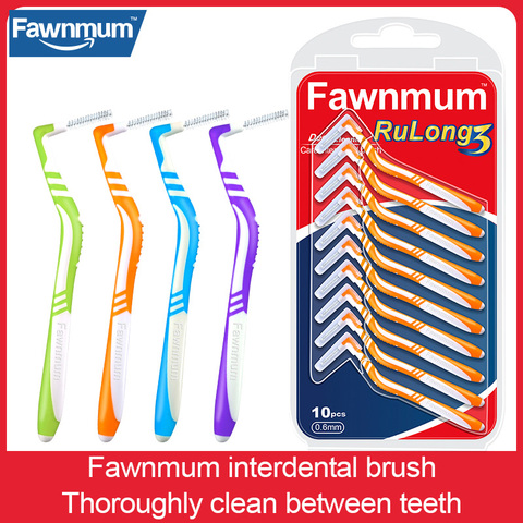 Fawnmum-cepillo Interdental de 0,6-1,0mm, herramienta Dental de ortodoncia para lactancia en forma de L, cepillos de dientes para limpieza Dental ► Foto 1/6