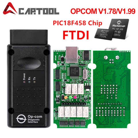 OPCOM V1.99 V1.78 V1.70 V1.59 OBD 2 CAN-BUS lector de código para Opel OP COM OP-COM OBD2 escáner de diagnóstico PIC18F458 Chip FTDI ► Foto 1/6