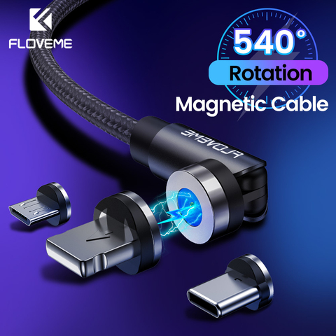 FLOVEME-Cable magnético de rotación de 540 grados, Micro USB tipo C, cargador de teléfono magnético de carga rápida para iPhone 11 Pro X Samsung Xiaomi ► Foto 1/6