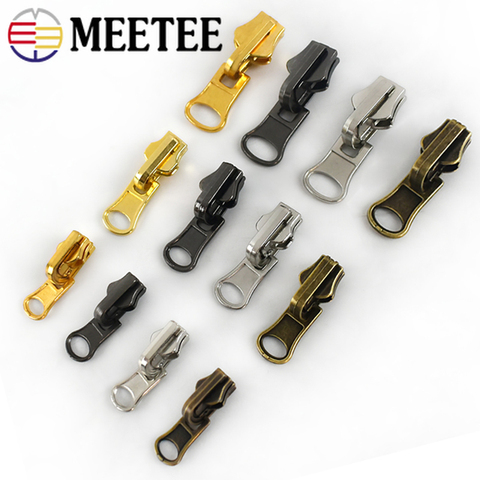 Meetee-Cabezal deslizante de cremallera de aleación para cremalleras de Metal, tirador de cremallera de rotación de doble cara, Material para coser prenda de chaqueta, 5 uds., 3 #/5 #/8 # ► Foto 1/6