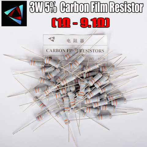 Resistor de película de carbono 3W 5% 1R ~ 1M 1R 1 1,2 1,5 1,8 2 2,2 2,4 3 2,7 3,3 3,6 3,9 4,3 4,7 5,1 5,6 6,2 6,8 7,5 8,2 9,1 ohm, 10 Uds. ► Foto 1/1