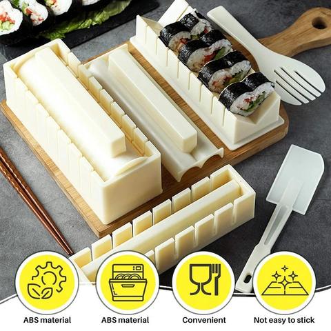 Kit de herramientas de cocina moldes para Sushi, máquina para hacer rollos de Sushi, aperitivo japonés, 10 Uds. ► Foto 1/6