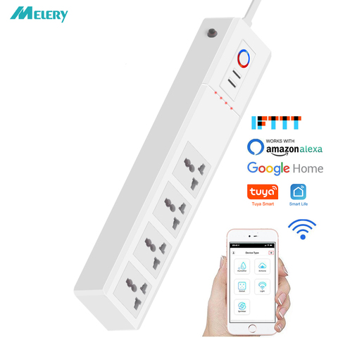 WiFi potencia inteligente de puntos de venta Universal macho de 4 tomas con USB remoto Control de voz, supresor de picos de tensión de trabajo Alexa de Google ► Foto 1/6