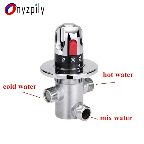 Válvula de mezcla termostática, grifo de latón para baño, mezclador de temperatura, Control de 3 vías, válvula termostática G1/2, mejora del hogar ► Foto 1/6