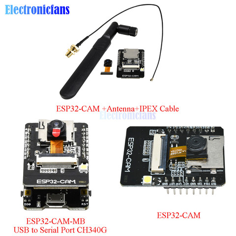 ESP32-CAM-MB Micro Puerto USB a serie CH340G ESP32-CAM WIFI Bluetooth Junta OV2640 Módulo de cámara con IPEX antena Cable ► Foto 1/6