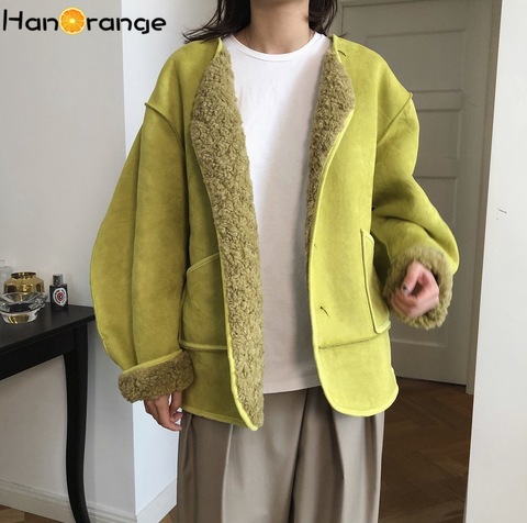 Abrigo de lana de imitación de doble cara para mujer, abrigo de lana suave y a la moda, suelto y acolchado ► Foto 1/6