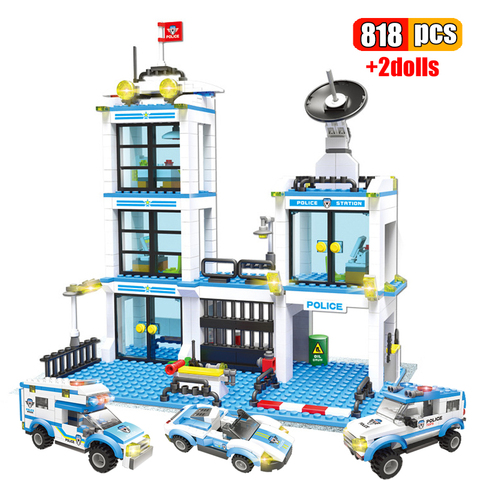 Bloques de construcción de estación de policía de ciudad para niños, 818 Uds., vehículo SWAT, Mando de la policía, modelo creativo, DIY, bloques, juguetes educativos ► Foto 1/1