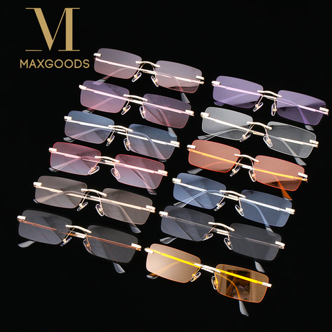 2022 nuevo UV400 gafas de sol de moda rectángulo sin montura mujeres hombres gafas de sol Unisex Retro de diseño de lujo gradiente de gafas ► Foto 1/6