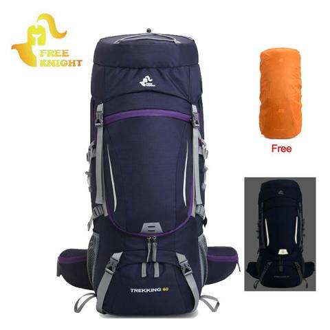 Mochila deportiva de viaje para acampar de 60L, bolsa con cubierta de lluvia para escalada, montañismo, senderismo al aire libre, XA205A ► Foto 1/6