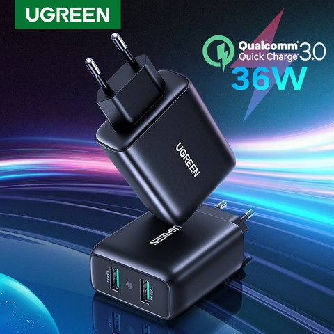 Ugreen-cargador USB de carga rápida para iPhone, Samsung, y Redmi Xiaomi, adaptador de cargador rápido QC3.0 de 36W, 3,0 ► Foto 1/6