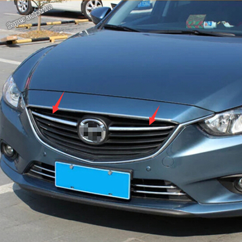 Para Mazda 6 Atenza m6 Gj 2014 2015 cromo frente Centro de malla de la parrilla recorte cubierta radiador tiras de moldeo adorno Decoración ► Foto 1/6