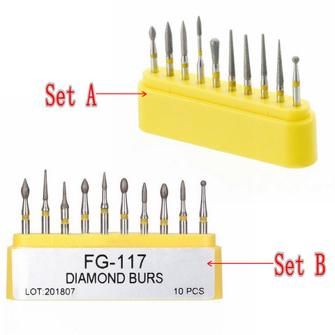 10 Uds./kit de fresas de diamante Dental para pulido de materiales compuestos de cerámica y porcelana dentada ► Foto 1/6