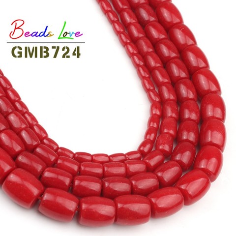 Cuentas de piedra Natural roja Coral de alta calidad, espaciador suelto, tambor, cuentas de Coral para pulsera, collar, fabricación de joyas, 15 '', venta al por mayor ► Foto 1/6