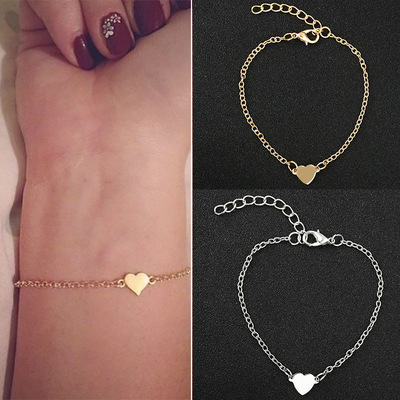 Pulsera de corazón amor Simple para mujer y niña, accesorios de joyería al por mayor, nueva moda ► Foto 1/6