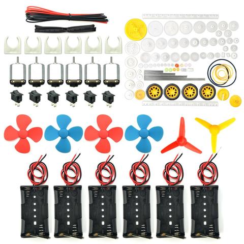 6 Set Rectangular Mini eléctrico de 1,5-3 V 24000 RPM hobby Motor con 84 piezas engranajes de plástico kit DIY proyectos de ciencia ► Foto 1/1