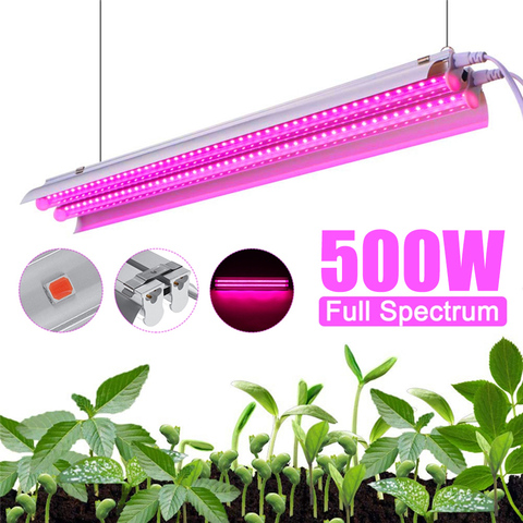 Luces LED de cultivo de espectro completo lámpara de 50cm de iluminación LED, lámpara colgante de planta de doble tubo para plantas de interior hidropónicas, 500W ► Foto 1/6