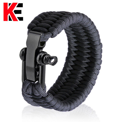 Pulsera de supervivencia ajustable de emergencia, Paracord 550, pulsera de cordón de paracaídas, para acampada y senderismo, hecha a mano ► Foto 1/6