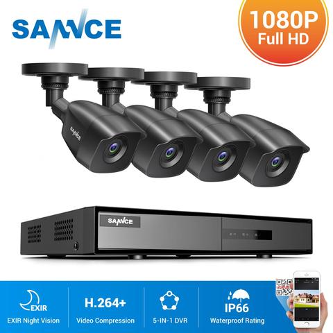 SANNCE-sistema de seguridad CCTV, kit de vigilancia de 8 canales, HD, 108P, 1080P, salida de 1080P, cámaras de seguridad IR nocturna, impermeable ► Foto 1/6