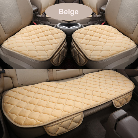 Funda de invierno para asiento de coche, conjunto completo de cojín delantero/trasero, antideslizante, corto, de felpa, Protector de cojín de asiento del coche ► Foto 1/6