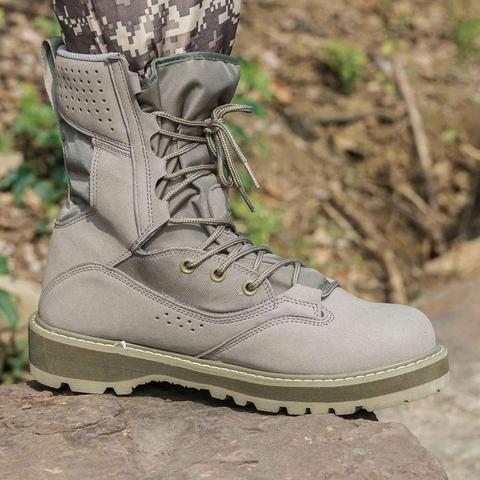 Botas militares de combate táctico para hombre, zapatos de senderismo, caza al aire libre, color verde ► Foto 1/6