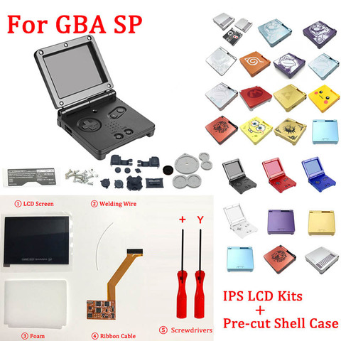 Pantalla de retroiluminación LCD IPS V2 para GBA SP, juegos de LCD con carcasa precortada, carcasa para consola GBASP con botones ► Foto 1/6