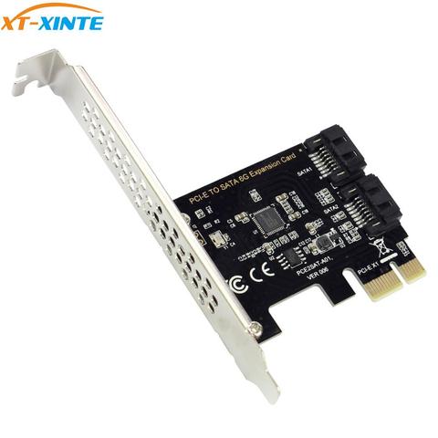 Tarjeta adaptadora PCI-E, controlador de expansión PCI Express X16 a SATA3.0, 7 pines, 2 puertos SATA III, 6G, para PC de escritorio, WIN7/8 ► Foto 1/6