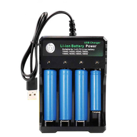 Cargador de batería 18650 NEGRO, 1, 2, 4 ranuras, CA 110V, 220V, Dual para 18650 de carga, 3,7 V, cargador de batería de litio recargable ► Foto 1/6