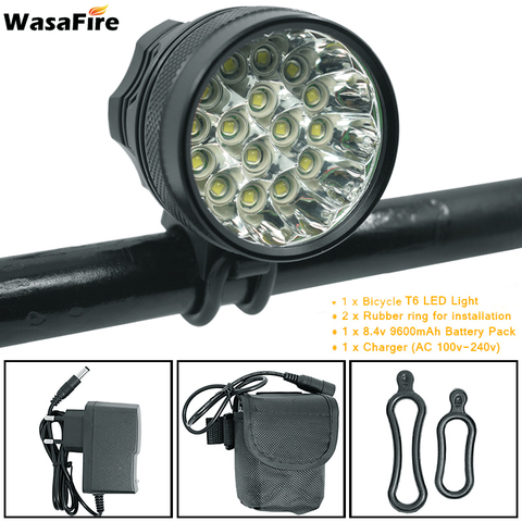 WasaFire-faro delantero para bicicleta de XML-T6, 40000 lúmenes, 16 LED, con batería de 9600mAh ► Foto 1/6