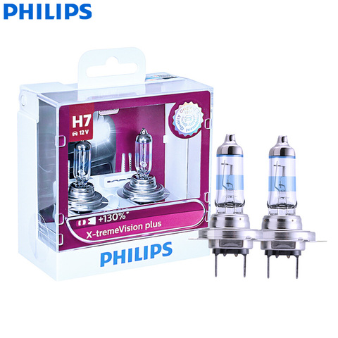 Philips-lámpara halógena x-treme Vision Plus H7 para coche, faro delantero, H7, 12V, 55W, PX26d, 12972XVPS2, 130% más brillante, HL Beam, ECE, Doble ► Foto 1/6