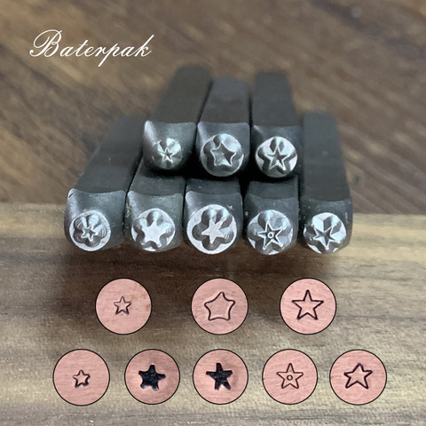 Sellos de acero con diseño de estrella de 1,8/2/3/4mm, pulsera de letras DIY/sello de acero con símbolos de joyería ► Foto 1/6