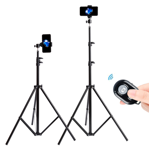 Portable 200cm Selfie foto trípode Stand para teléfono móvil cámara Digital anillo lámpara con Bluetooth remoto ► Foto 1/6