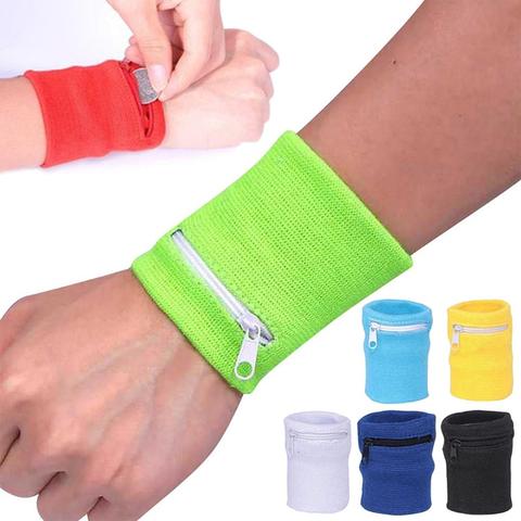 Monedero para la muñeca con cremallera, bolsa deportiva para el brazo para correr, para MP3, tarjeta de almacenamiento, funda para bádminton, pulsera de baloncesto, banda para el sudor ► Foto 1/6