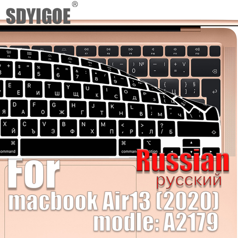 Ruso teclado del ordenador portátil cubierta para macbook Air13 2022 funda para teclado película protectora 13 pulgadas A2179 cubierta de teclado de silicona ruso ► Foto 1/6