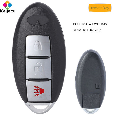 Llave de coche con Control remoto inteligente KEYECU-3 botones y 315MHz y Chip ID46-FOB para Infiniti FX35 FX45 2005-2008 FCC ID: CWTWBU619 ► Foto 1/2