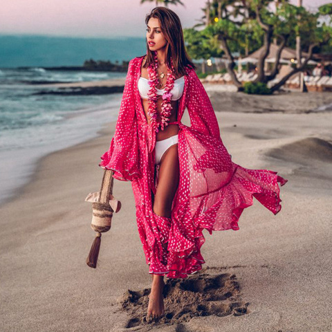 2022 mujeres traje De baño cubre manga Kaftan playa túnica Vestido De playa sólido blanco algodón Pareo Beach cuello alto cover Up ► Foto 1/6