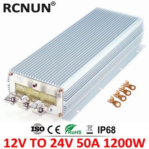 Convertidor de potencia de 12 voltios a 24 voltios, 1200W, CC, 12 V-24 V, 50A, módulo de refuerzo resistente al agua, CE RoHS RC122450 ► Foto 1/1