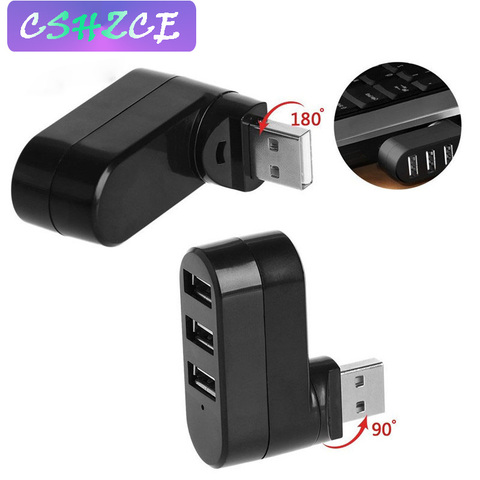 180 grado, Mini Hub USB 2,0 de 3 puertos Hub de alta velocidad adaptador/divisor USB Cable para PC portátil del divisor del ladrón puertos usb ► Foto 1/6