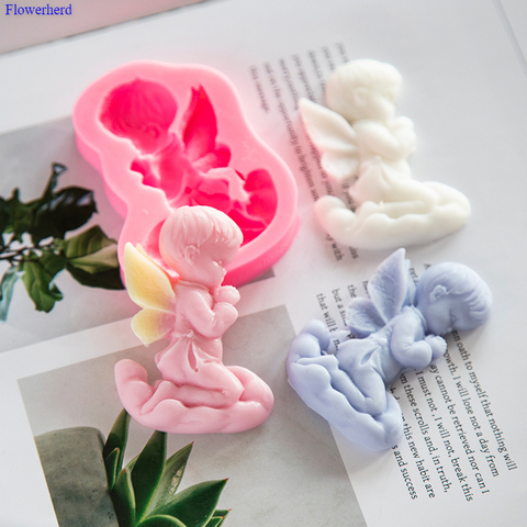 Ángel rezando molde hecho a mano DIY jabón silicona molde Chocolate molde de silicona herramientas de Decoración de Pastel decoraciones para boda jabón forma ► Foto 1/5