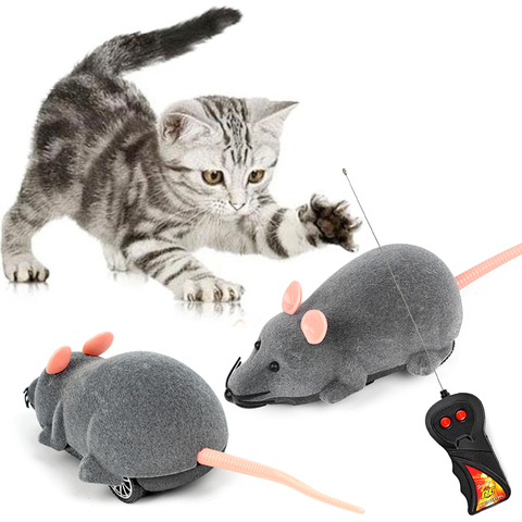 Ratón electrónico a control remoto para gatos, juguetes interactivos divertidos de felpa con control remoto inalámbrico para gatitos y mascotas, 3 colores ► Foto 1/6