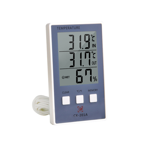 Termómetro Digital higrómetro para interior y exterior, medidor de temperatura y humedad, pantalla LCD C/F, sonda del Sensor, estación meteorológica ► Foto 1/5