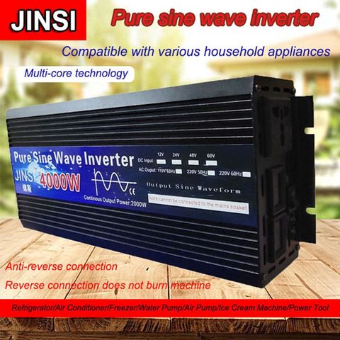 Inversor de onda sinusoidal pura, 12V/24V 220V 3000w 4000w, transformador de voltaje, inversor de energía solar DC12V a AC 220V, convertidor LED ► Foto 1/6