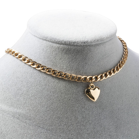 Gargantilla Bohemia con corazón de amor para mujer, collar de cadena de clavícula de Color dorado y plateado, Gargantilla femenina, joyería ► Foto 1/6