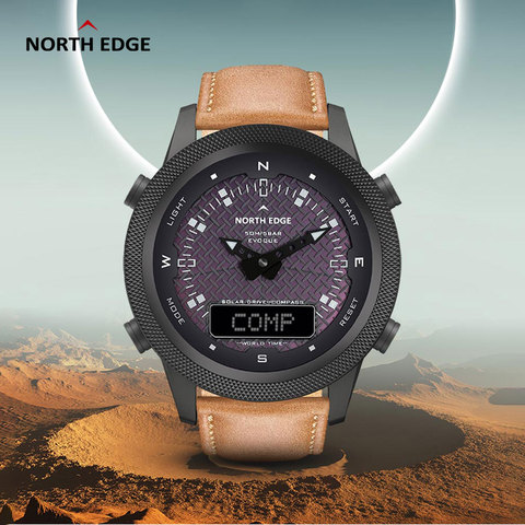 NORTH EDGE-reloj inteligente para hombre, accesorio de pulsera de cuarzo resistente al agua 50M con brújula, complemento deportivo de marca de lujo con esfera luminosa y esfera luminosa, diseño completamente de Metal, 2022 ► Foto 1/6