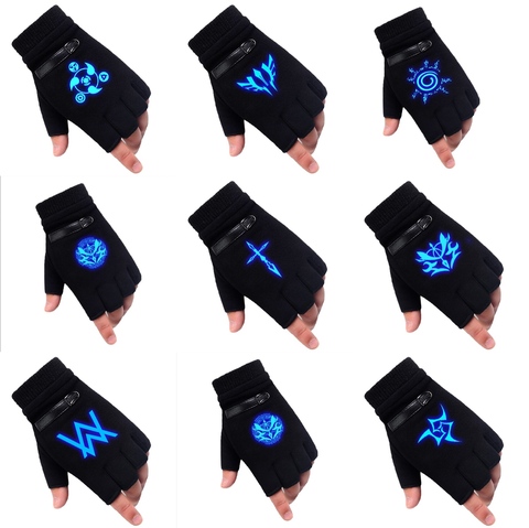 Guantes brillantes de Anime Fate/Zero, accesorios para Cosplay de invierno, elásticos, gruesos, de medio dedo, negros ► Foto 1/6