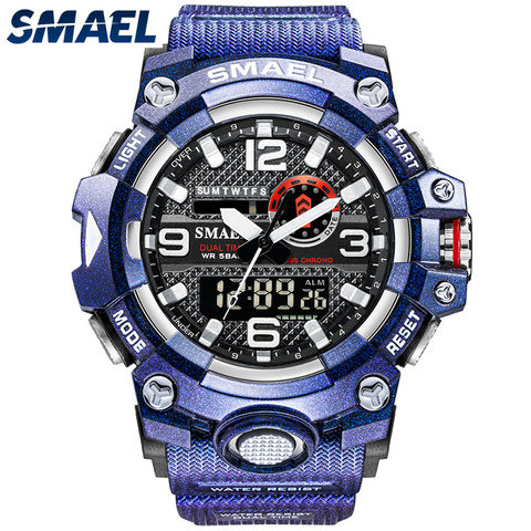 SMAEL-relojes deportivos para hombre, reloj Digital de cuarzo de doble horario, resistente al agua hasta 50m, Led, reloj militar deportivo, 8035 ► Foto 1/6