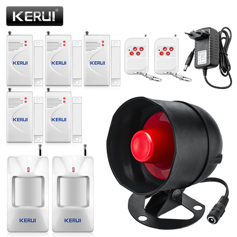 KERUI-bocina de sirena inalámbrica independiente mejorada, sistema de alarma de seguridad para el hogar, Kit con Sensor de movimiento, alarma antirrobo de 110db ► Foto 1/6