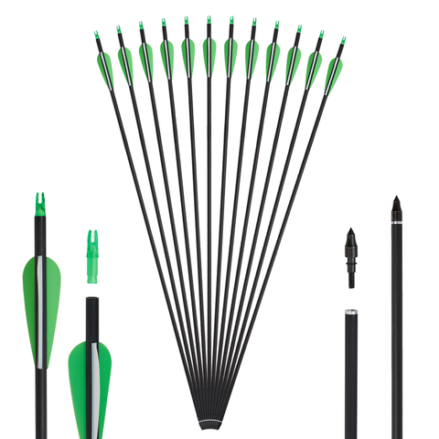 Flechas de carbono para tiro con arco, flechas de caza de 31,5 pulgadas, mezcla de carbono para deportes al aire libre ► Foto 1/1